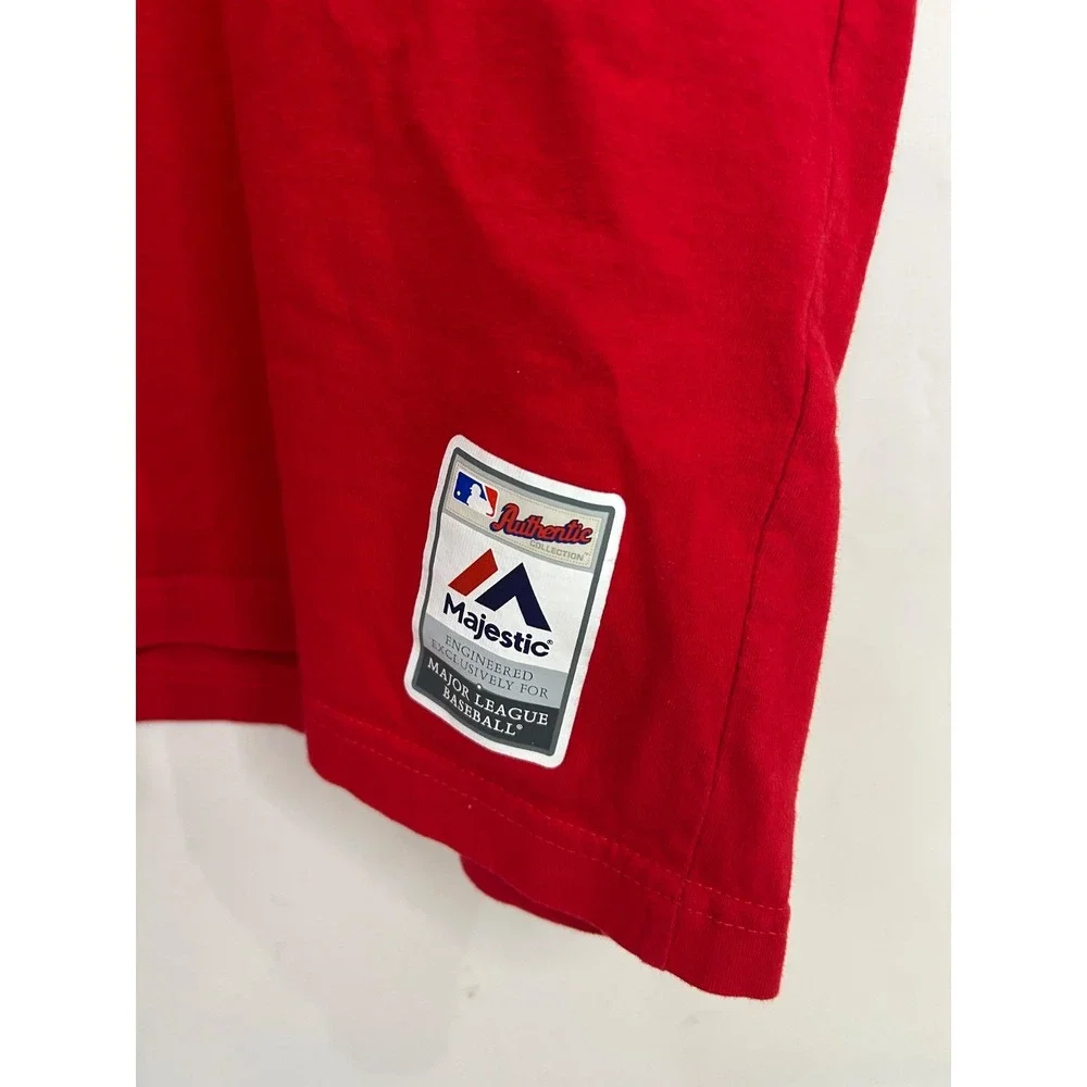 St. Louis Cardinals Majestic Authentic Baseball Red T-Shirt 100% Cotton Sz 3X